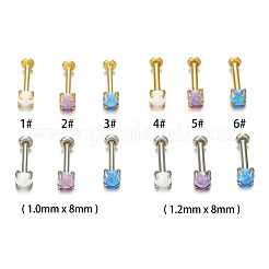 Gewindelose Labrets aus Edelstahl und synthetischem Opal&nbsp;WG3C897-03