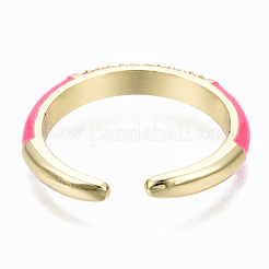 Латунные кольца из манжеты с прозрачным цирконием RJEW-S045-066-NR