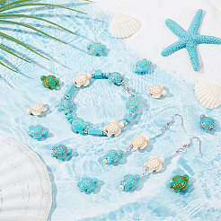 120 шт. 3-х цветные синтетические бирюзовые бусины G-NB0005-48