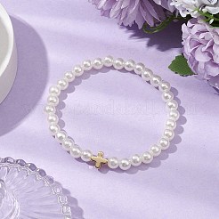 3 pcs 3 styles ccb imitation perle blanche jade perles bracelets ensembles&nbsp;BJEW-JB11055