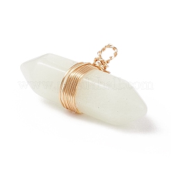 蓄光ガラスチャーム  金色の銅線を巻いた  弾丸  ゴールドカラー  11x23x7mm  穴：1.6mm&nbsp;PALLOY-JF01801-01