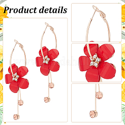 5 пара двухцветных акриловых сережек-колец в форме цветка с кисточкой из стразов&nbsp;EJEW-AN0003-70