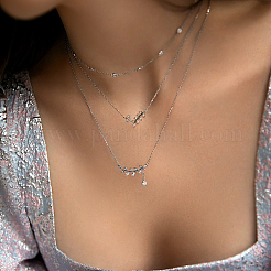 Комплект из серег и подвесок из стерлингового серебра S925 с прозрачными кубическими циркониями в форме листа для женщин YN0481-3