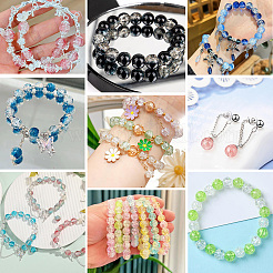 450 pièce de 4 styles de perles en verre craquelé peintes en aérosol&nbsp;CCG-PA0001-09C