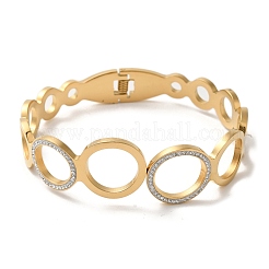 Браслеты с полым кольцом из нержавеющей стали с кристаллами и стразами для женщин BJEW-G719-23G