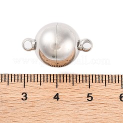 変色しない304ステンレススチール製マグネット留め具  ラウンド  ステンレス鋼色  21x14mm  穴：2mm&nbsp;X-STAS-K006-14mm-04C