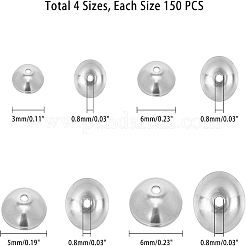 304ステンレススチールビーズキャップ  花弁のない  ステンレス鋼色  3/4/5/6mm  穴：0.8mm  600個/箱&nbsp;STAS-UN0004-43P