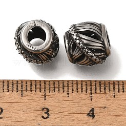 304ステンレススチールヨーロピアンビーズ  大穴ビーズ  ロンデル  アンティークシルバー  9.5x9.5mm  穴：4mm&nbsp;STAS-D191-08I-AS