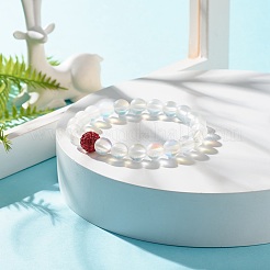 Браслет из синтетического лунного камня с круглыми бусинами BJEW-JB07482