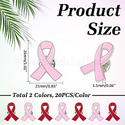 40 шт. двухцветная эмалевая лента с символикой СПИДа/рака груди&nbsp;JEWB-ME0001-23
