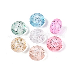 クリアアクリルヨーロピアンビーズ  大穴ビーズ  ロンデル  グリッターパウダー付き  ミックスカラー  14x7.5mm  穴：5.5mm  約580個/500g&nbsp;TACR-Q013-09