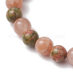 Браслеты из круглых бусин из натурального унакита и лунного камня для мужчин и женщин&nbsp;BJEW-JB11951-01