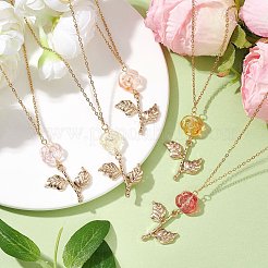 5 шт. 5 цвета 304 нержавеющая сталь тросовые цепочки ожерелья NJEW-JN04769