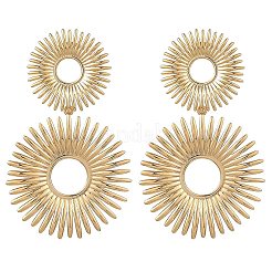 女性のための真鍮のぶら下がりスタッドピアス  八重咲き  ゴールドカラー  62x37mm&nbsp;EJEW-JE07435
