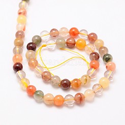 Круглые нити бусин из натурального рутилированного кварца G-L425-36-8mm