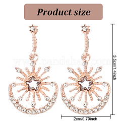 3 пара двухцветных серег-гвоздиков с подвесками в виде солнца и луны из хрустальных страз EJEW-AN0001-72