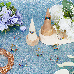 10 шт. 2-цветное вращающееся кольцо-манжета из цветной смолы с бусинами RJEW-SC0001-11