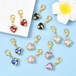 12 шт. 6 стиля подвесных украшений из сплава в форме сердца из стекла&nbsp;HJEW-YW00265