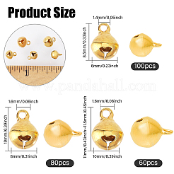 240 шт. 3 стиля латунных рождественских колокольчиков KK-CA0002-57G
