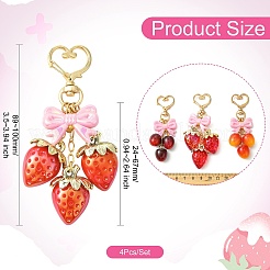4 шт. подвеска из акрила в виде клубники и вишни&nbsp;HJEW-CJ00090