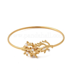 Brazaletes de acero inoxidable 304 con imitación de perla&nbsp;BJEW-Z166-06G