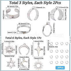 DIY-Set zur Herstellung von Manschettenring-Anhängern aus Edelstahl mit Stern-Mond-Motiv&nbsp;DIY-SC0026-15P