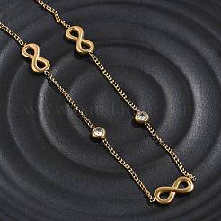 Halsketten mit Infinity-Gliedern aus 304 Edelstahl mit durchsichtigen Zirkoniasteinen für Damen&nbsp;NJEW-C069-01G