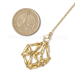 3 pièce 3 styles 304 chaîne en acier inoxydable pochette en macramé support de pierre vide pendules de radiesthésie&nbsp;HJEW-JM02323-01