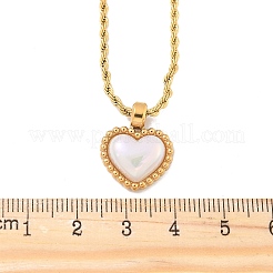 304 нержавеющая сталь паве ракушка сердце кулон веревка цепь ожерелья для женщин&nbsp;NJEW-Z070-02G