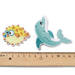 28 шт. полиэстеровые нашивки с изображением морских животных PATC-A001-01