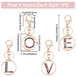 4шт 4 стиля сплава цветной брелок со стразами&nbsp;KEYC-WR0001-27