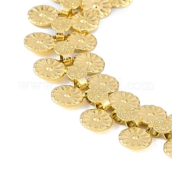 Браслеты из нержавеющей стали 304 с двойным рядом цветочных звеньев для женщин BJEW-H615-01G