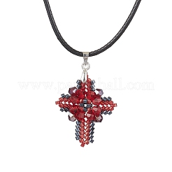 Collares colgantes de vidrio electrochapado transparente&nbsp;NJEW-MZ00040