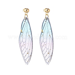 Серьги-гвоздики с подвесками в виде крыльев бабочки из полимера EJEW-JE05047