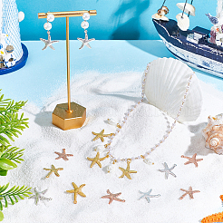 30 шт. 3-х цветные подвески в виде морских звезд из латуни&nbsp;KK-PH0013-85