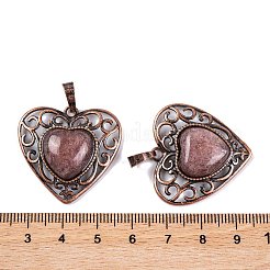 Pendentifs coeur d'amour pêche avec pierres précieuses mélangées naturelles et synthétiques&nbsp;G-G158-01-AB