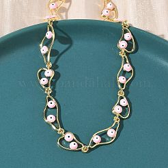 Латунная эмаль сглаз звено цепи ожерелья NJEW-G183-01G