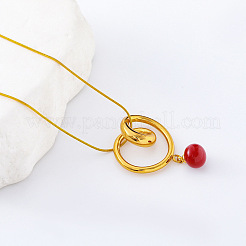 3 шт. европейский геометрический двойной круглый кулон из нержавеющей стали с красным круглым кулоном для женщин YZ8230