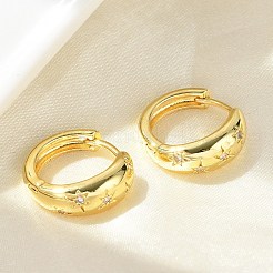 Серьги-кольца из латуни с прозрачным фианитом и прозрачным фианитом EJEW-D311-104G