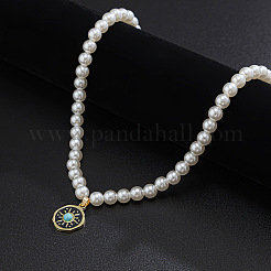 Плоские круглые с подвеской из сплава Sun Pave из искусственной бирюзы FS-WG1EB0C-01