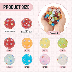 40 шт. 8-х цветные бусины из акриловой смолы ручной работы со стразами&nbsp;CLAY-TA0001-90B