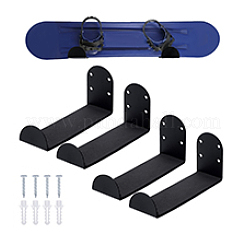 ステンレス製壁掛けスケートボードラック  鉄ねじ付き  ブラック  16.8x5.15x7.8cm&nbsp;ODIS-WH0086-197