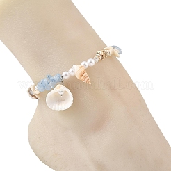 Cavigliere con ciondoli a forma di conchiglia marina naturale&nbsp;AJEW-AN00839