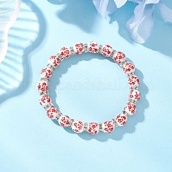 Bracelets extensibles en perles de céramique et porcelaine à imprimé floral pour femmes&nbsp;BJEW-JB12375