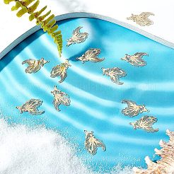 201ステンレススチールフィリグリーペンダント30個  エッチングされた金属装飾  金魚  18KGP本金メッキ  27x16.5x0.4mm  穴：1.2mm&nbsp;STAS-UN0035-74