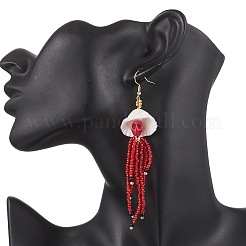 Orecchini pendenti in acciaio inossidabile 304 con turchese sintetico tinto&nbsp;EJEW-MZ00530-01