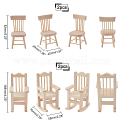 4 шт. 2 стиля украшения для дома из натуральной сосны DJEW-PH0001-09
