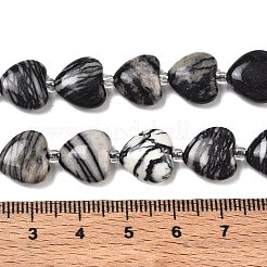 ナチュラルブラックネットストーンビーズ連売り  ハート  11~11.5x12x6mm  穴：1.1mm  約36個/連  15.35インチ（39cm）&nbsp;G-B022-27C-A