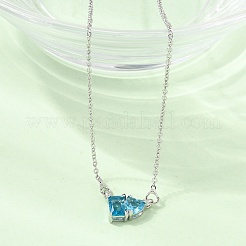Collane con catena a maglie e ciondolo rettangolare e a cuore in ottone con pavé di zirconi cubici&nbsp;KK-CBAB173-04P-10
