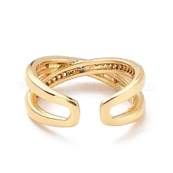 Кольцо на палец манжеты с кубическим цирконием крест-накрест для женщин RJEW-C004-03-RS